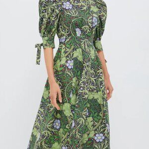 Hyacinth House Green Vine Floral Grayson Midi Dress NWT Medium